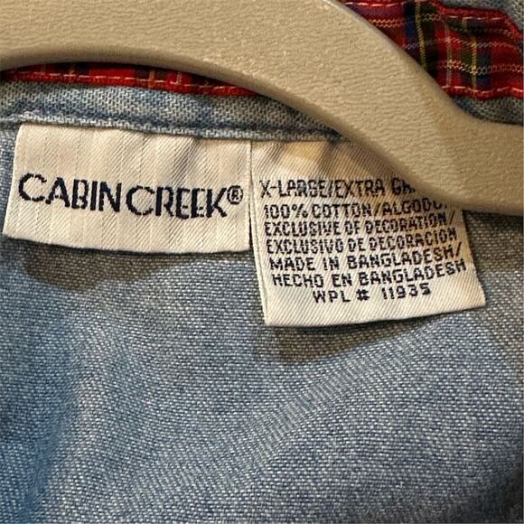 Cabin Creek Women's XL Blue Denim Embroidered Button-Up Shirt Vintage - Picture 6 of 10